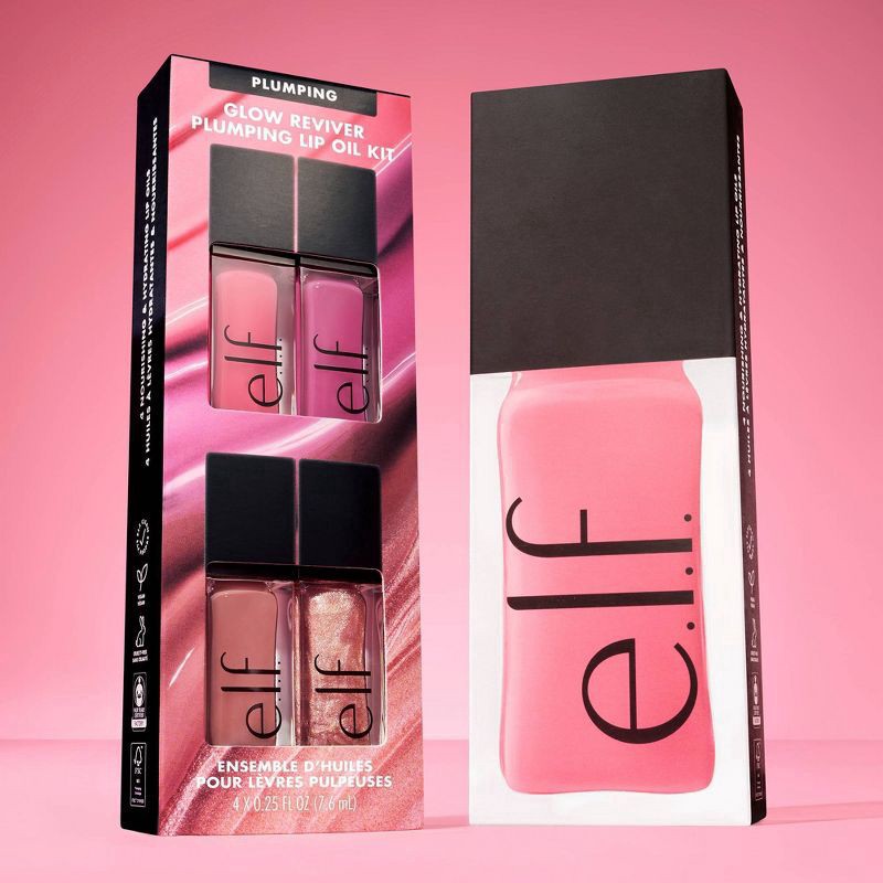 slide 3 of 9, E.l.f. Glow Reviver Glow Reviver Plumping Lip Oil Kit, 4 ct