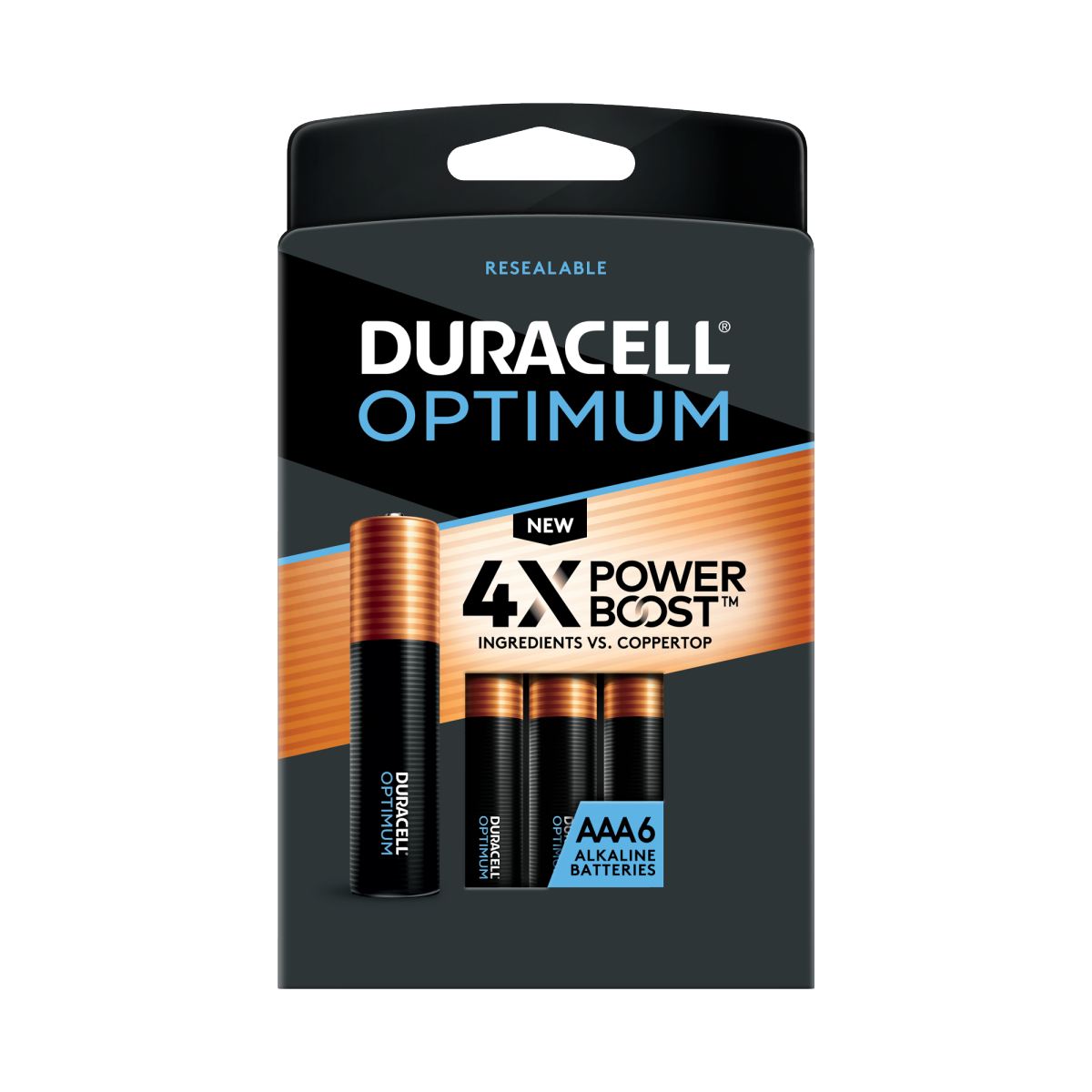 slide 1 of 1, Duracell Optimum AAA Alkaline Batteries, 6 pk