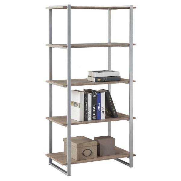 slide 5 of 10, Realspace Trezza 60"H 4-Shelf Bookcase, Light Oak, 1 ct