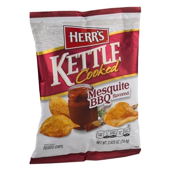 slide 1 of 1, Herr's Kettle Cooked Mesquite BBQ Flavored Potato Chips, 2.625 oz