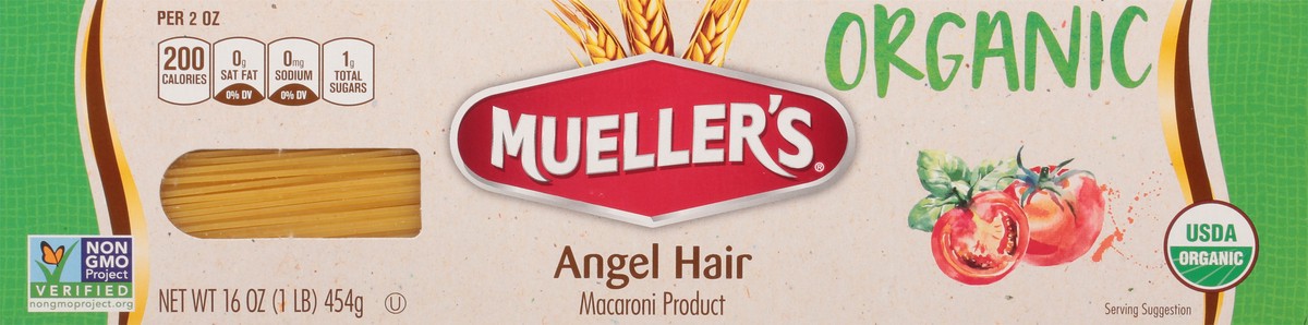 slide 9 of 13, Mueller's Organic Angel Hair 16 oz, 1 ct