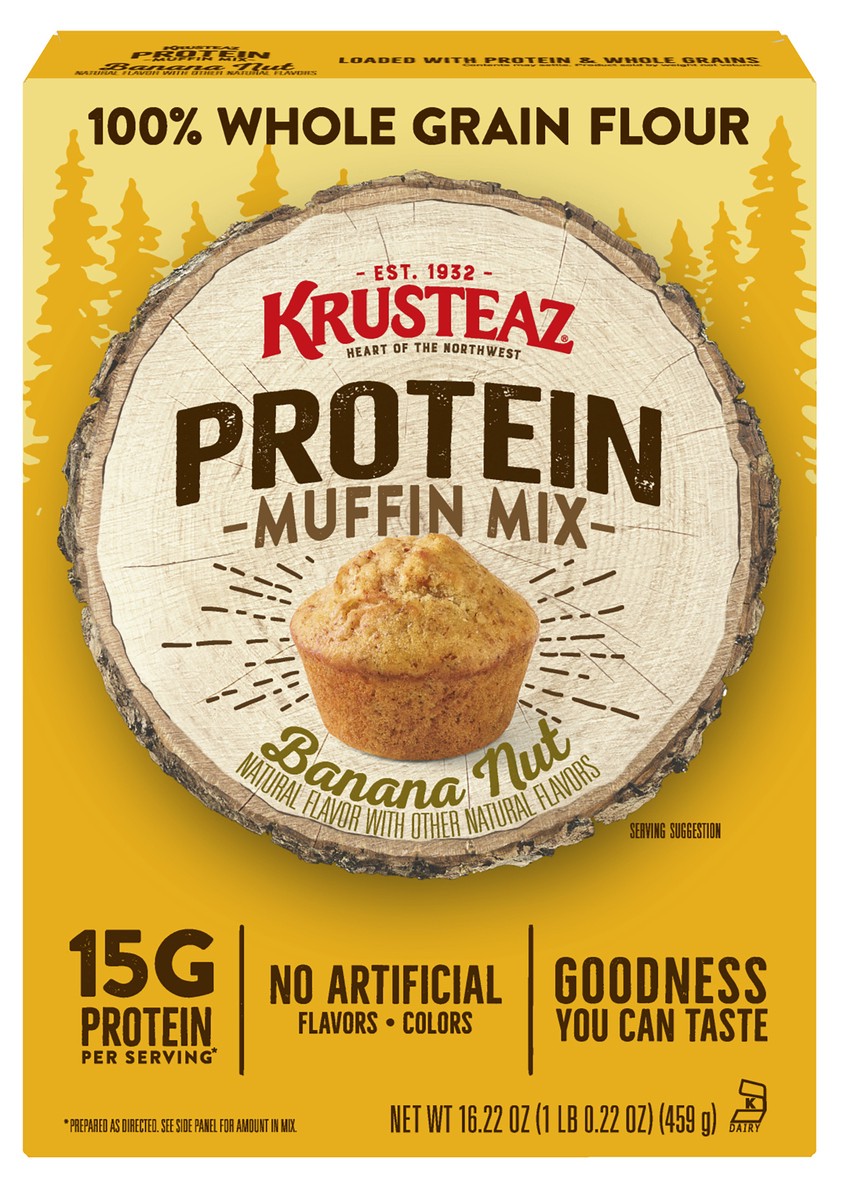 slide 1 of 8, Krusteaz Banana Nut Protein Muffin Mix, 20 oz