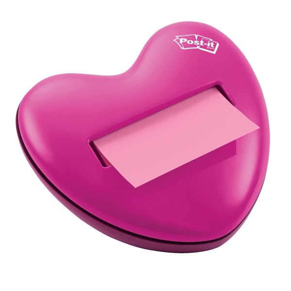 slide 1 of 3, Post-it Pop-Up Shaped Note Heart Dispenser, City Of Hope Pink Ribbon, 1 ct