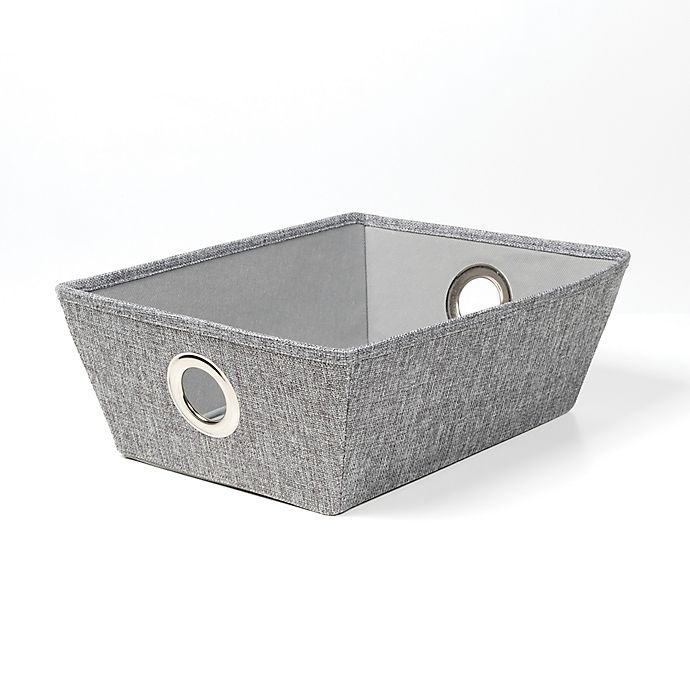 slide 1 of 1, SALT Shallow Tweed Grommet Storage Bin - Grey, 1 ct