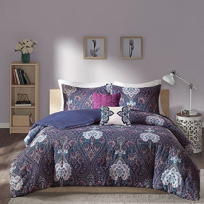 slide 2 of 5, Intelligent Design Giselle Full/Queen Comforter Set - Purple, 1 ct