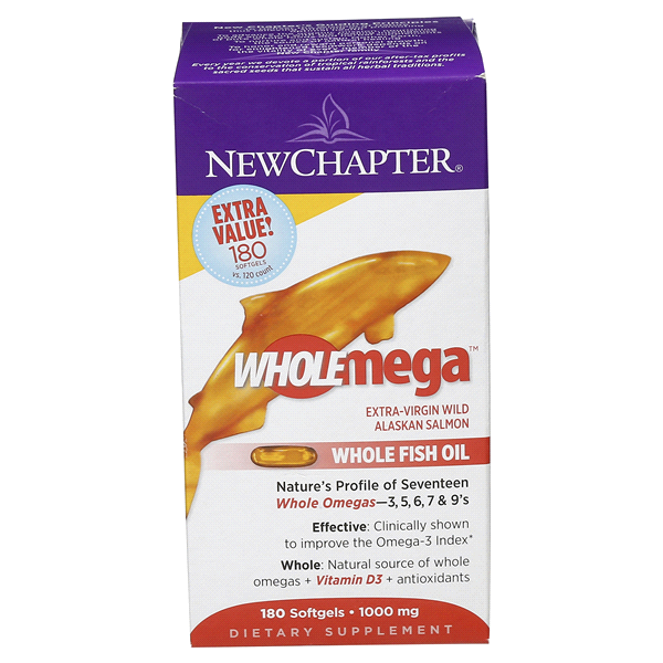 slide 1 of 1, New Chapter WholeMega Whole Fish Oil Softgels, 1 ct