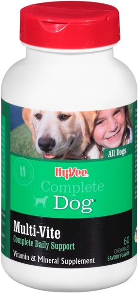 slide 1 of 1, Hy-Vee Complete Dog Multi-Vite Vitamin & Mineral Supplement Chewable Tablets, 60 ct