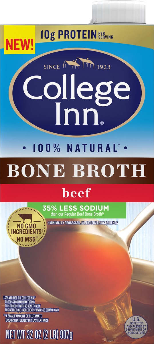 slide 12 of 12, College Inn 33% Less Sodium Beef Bone Broth, 32 oz