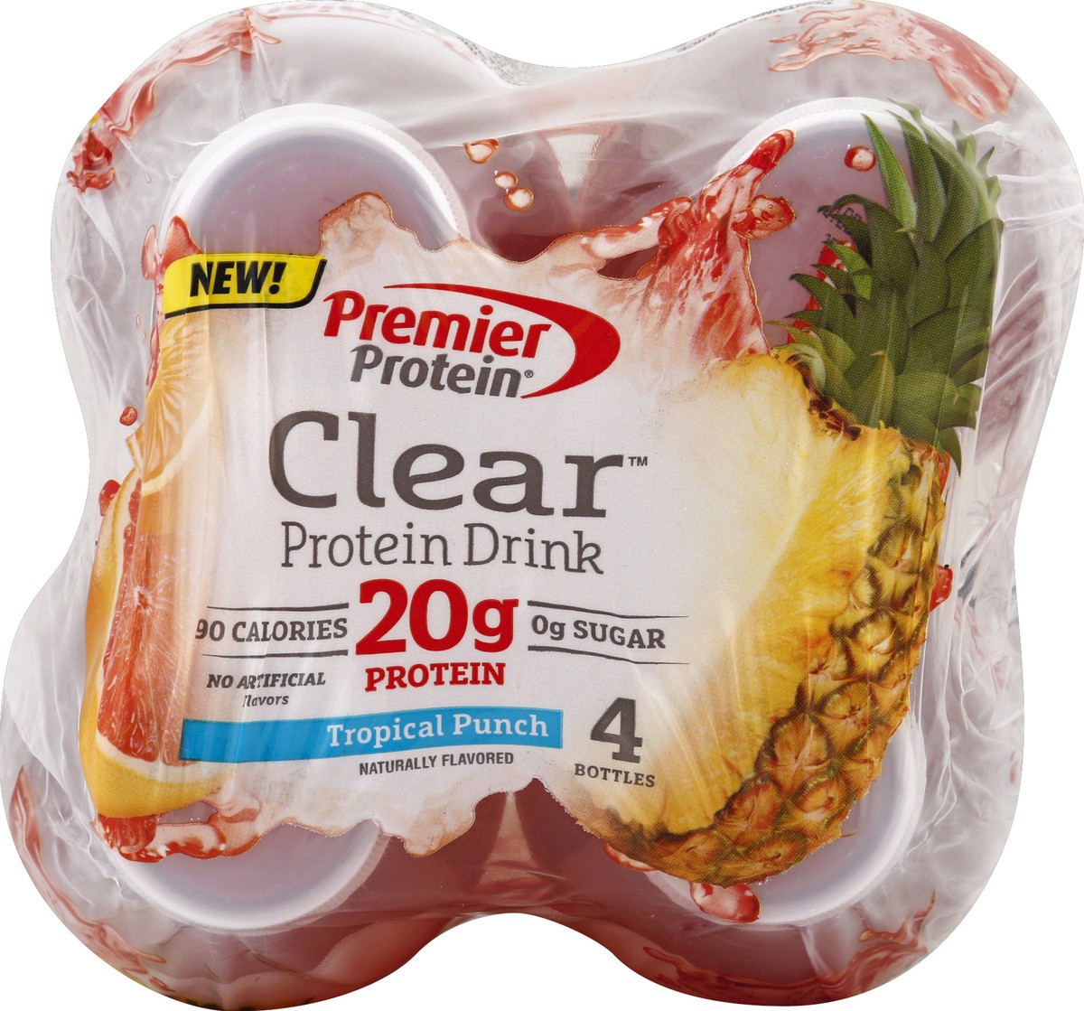 slide 2 of 6, Premier Protein Tropical Punch Clear Protein Drink, 4 ct; 16.9 fl oz