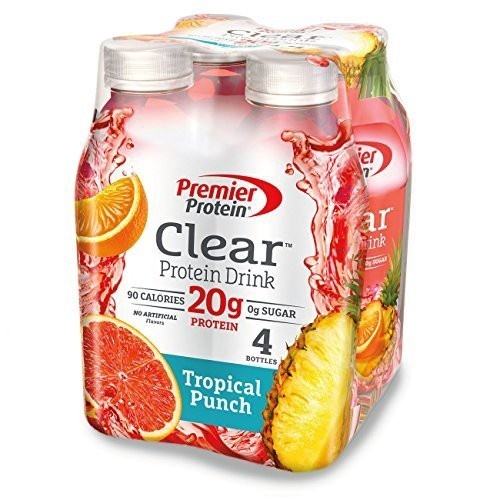 slide 1 of 6, Premier Protein Tropical Punch Clear Protein Drink, 4 ct; 16.9 fl oz