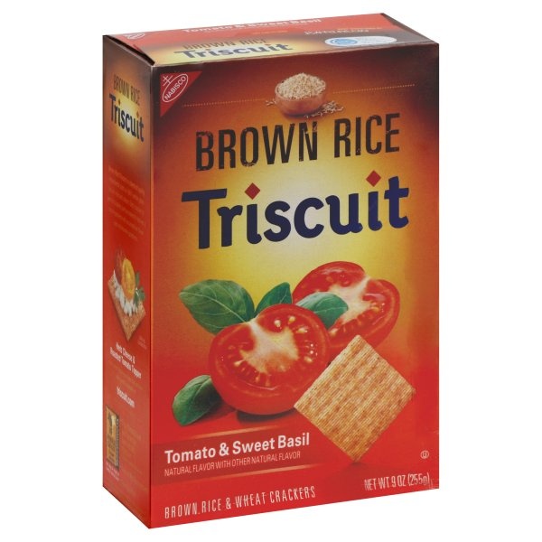 slide 1 of 1, Nabisco Brown Rice Triscuit Tomato & Sweet Basil Crackers, 9 oz