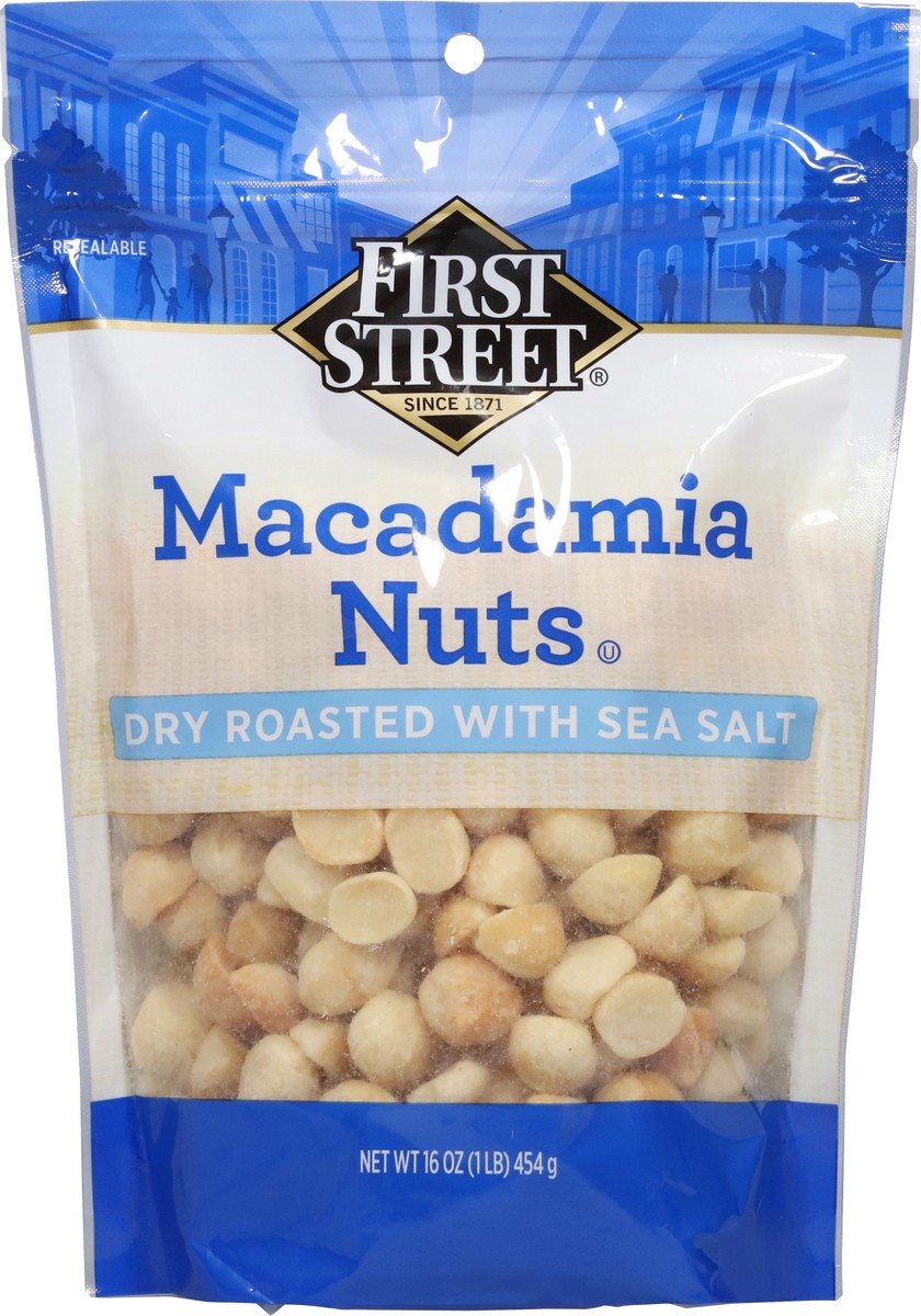 slide 11 of 14, First Street Roasted Sea Salt Macadamia Nuts, 16 oz