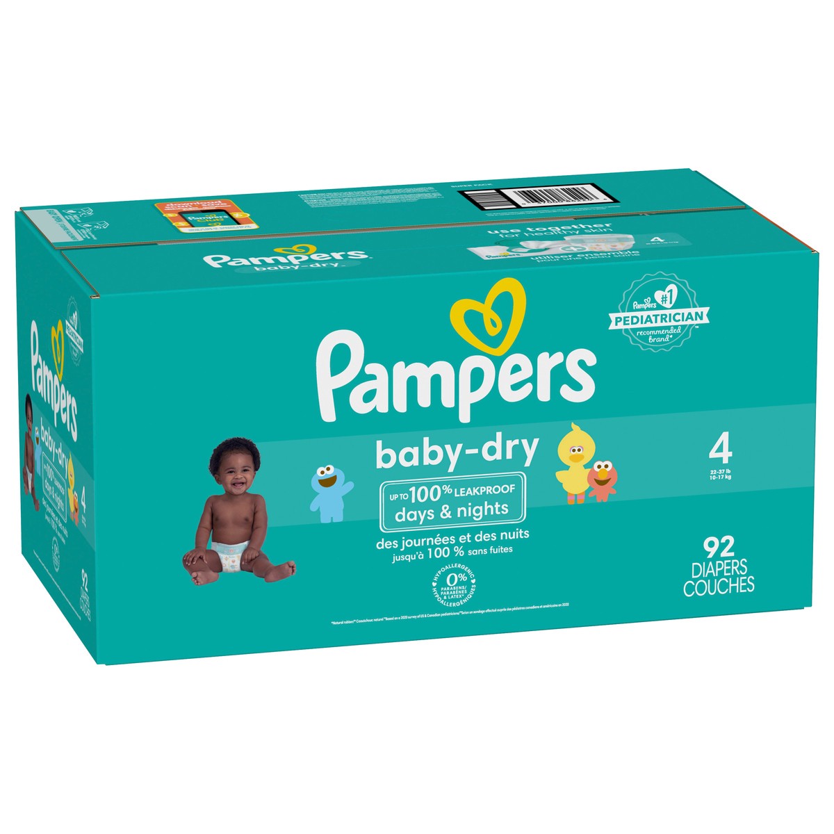 slide 4 of 8, Pampers Baby Dry Diapers, Size 4 (22-37 lbs), 92 Count, Absorbent Disposable Diapers, 92 ct