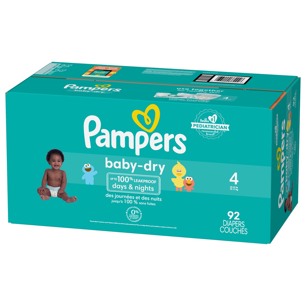 slide 7 of 8, Pampers Baby Dry Diapers, Size 4 (22-37 lbs), 92 Count, Absorbent Disposable Diapers, 92 ct