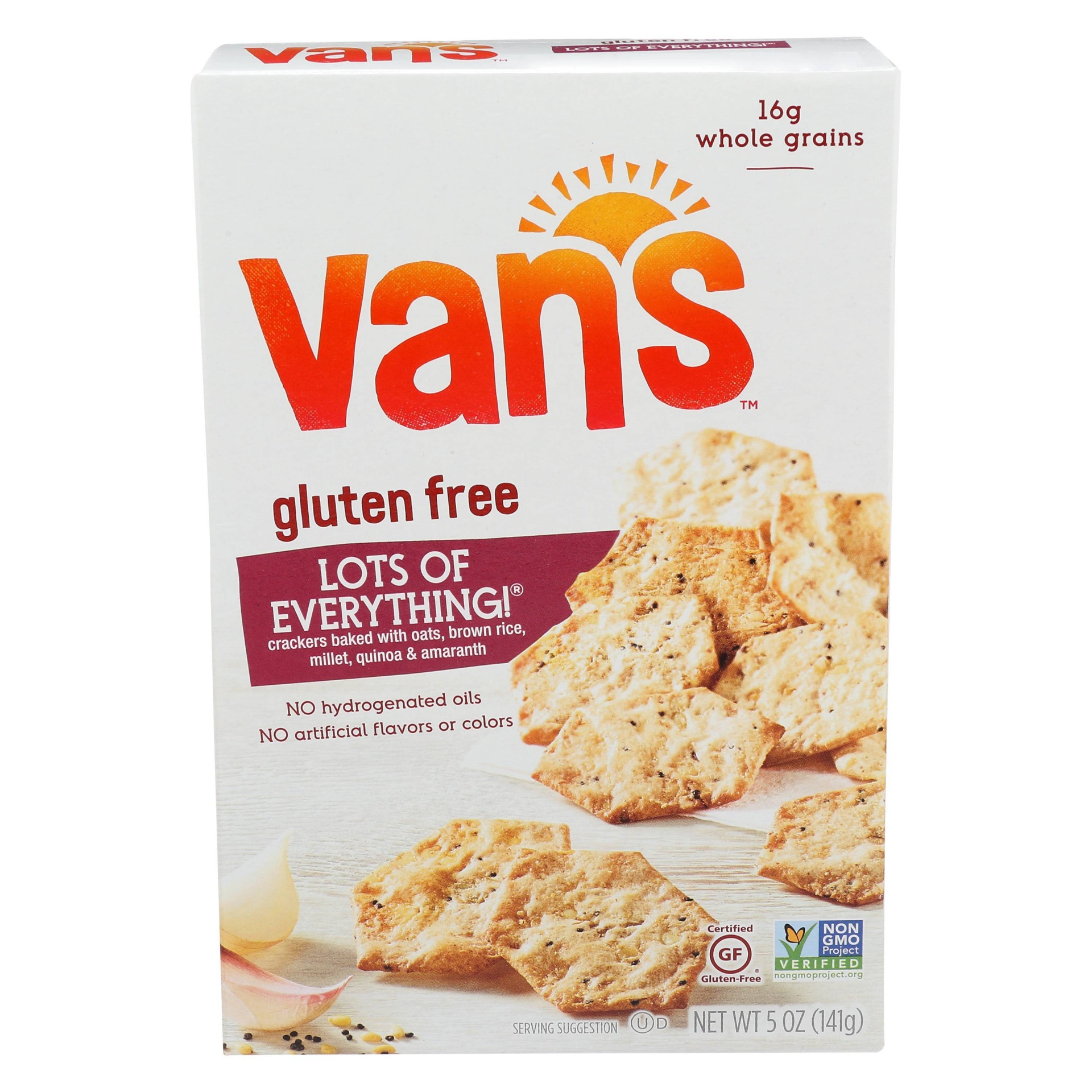 slide 1 of 1, Van's Foods Lots Of Everything! Crispy Whole Grain Baked Crackers, 5 oz
