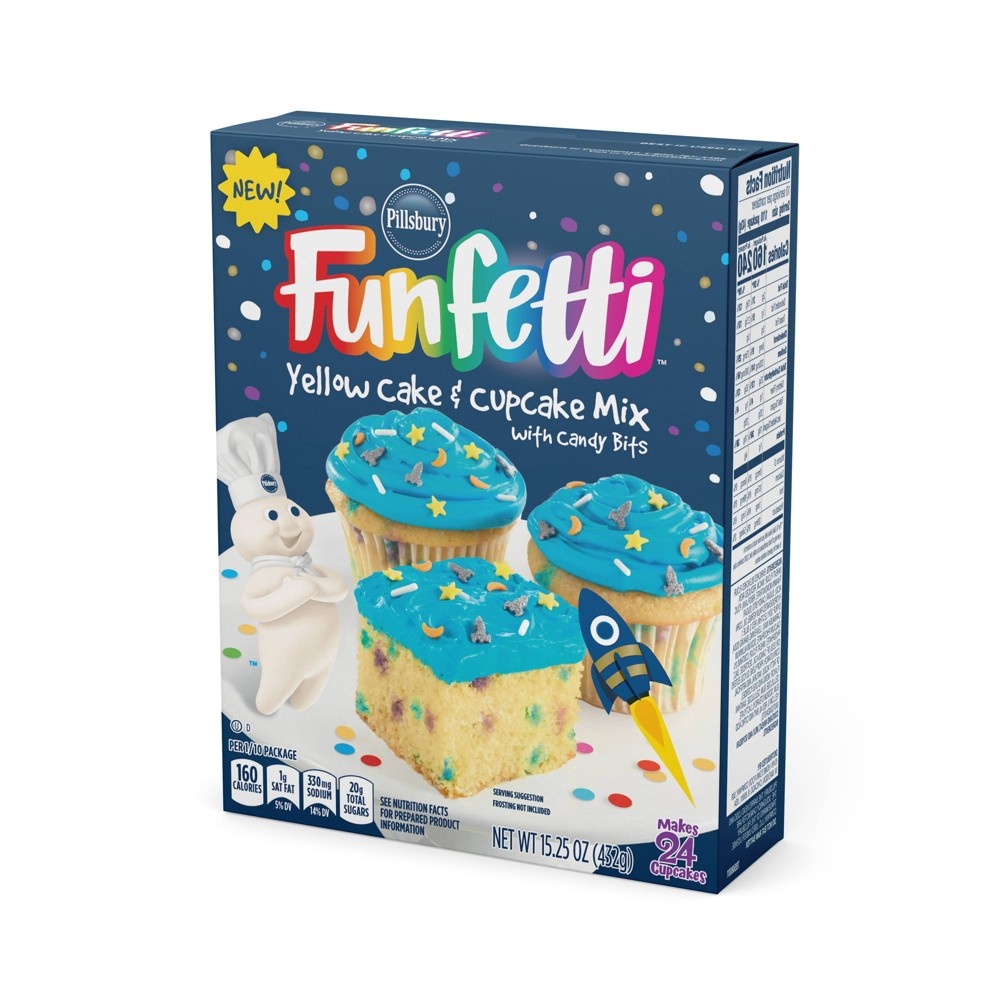 Pillsbury Funfetti Yellow Cake And Cupcake Mix with Candy Bits 15.25 oz ...