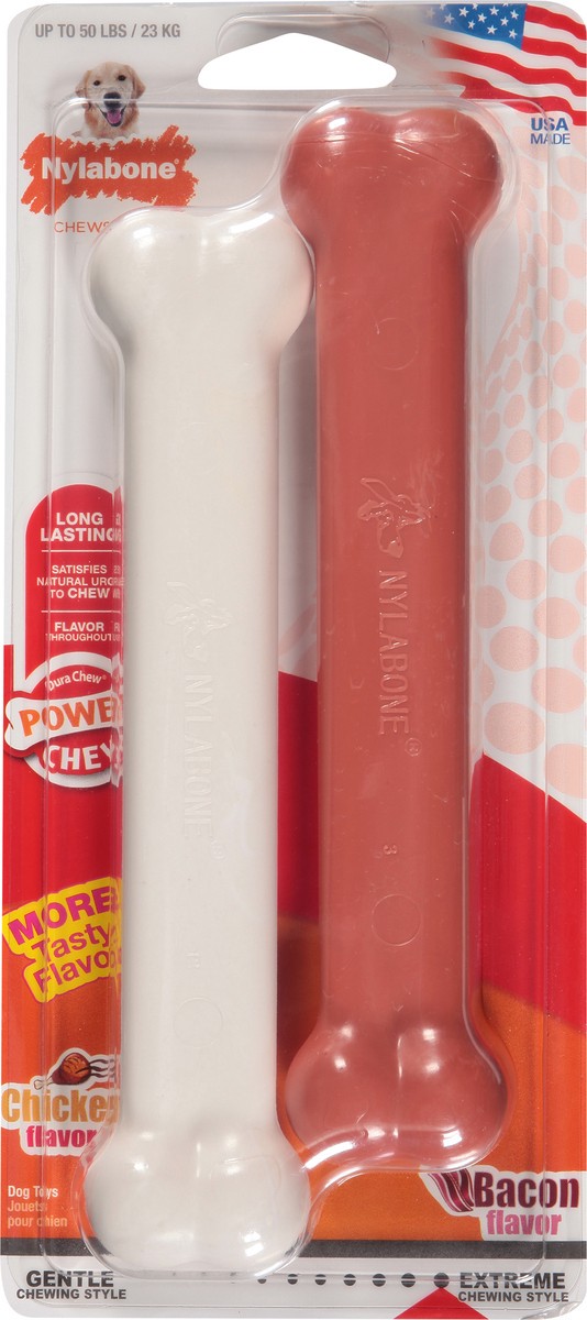 slide 7 of 12, Nylabone Power Chew Chicken/Bacon Dog Toys 1 ea, 2 ct