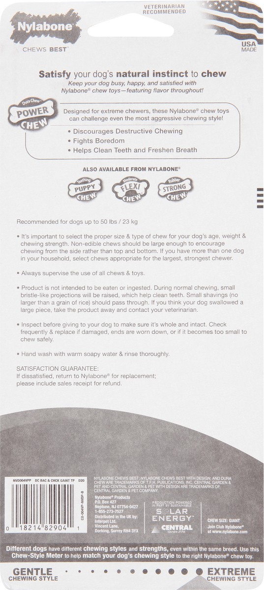 slide 4 of 12, Nylabone Power Chew Chicken/Bacon Dog Toys 1 ea, 2 ct