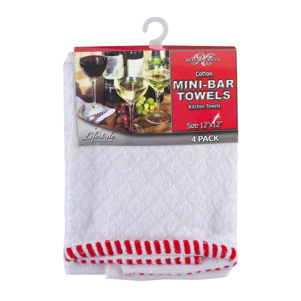 slide 1 of 1, Royal Crest Cotton Minibar Towels, 4 ct; 12 in x 12 in