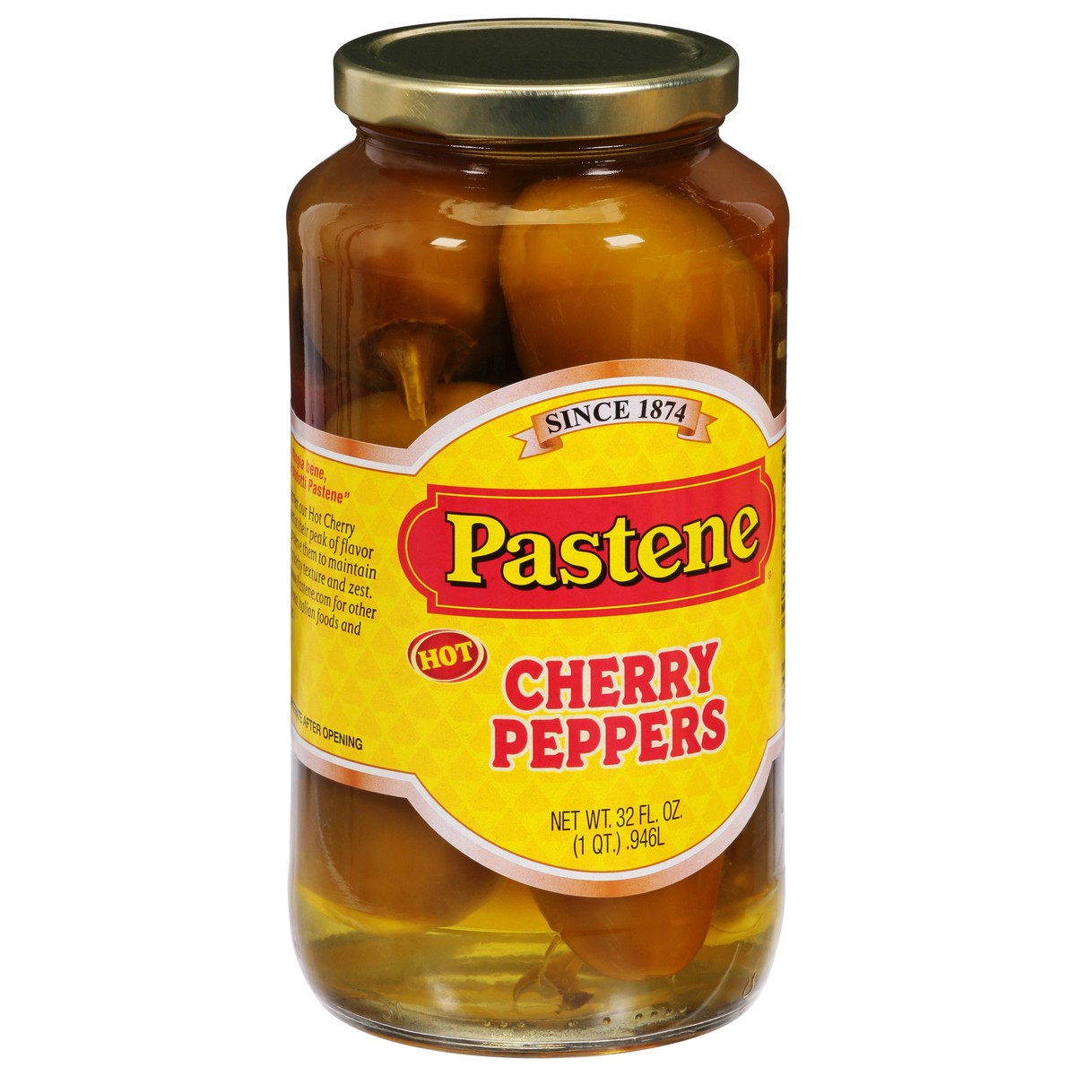 slide 4 of 9, Pastene Hot Cherry Peppers 32 fl oz, 32 oz