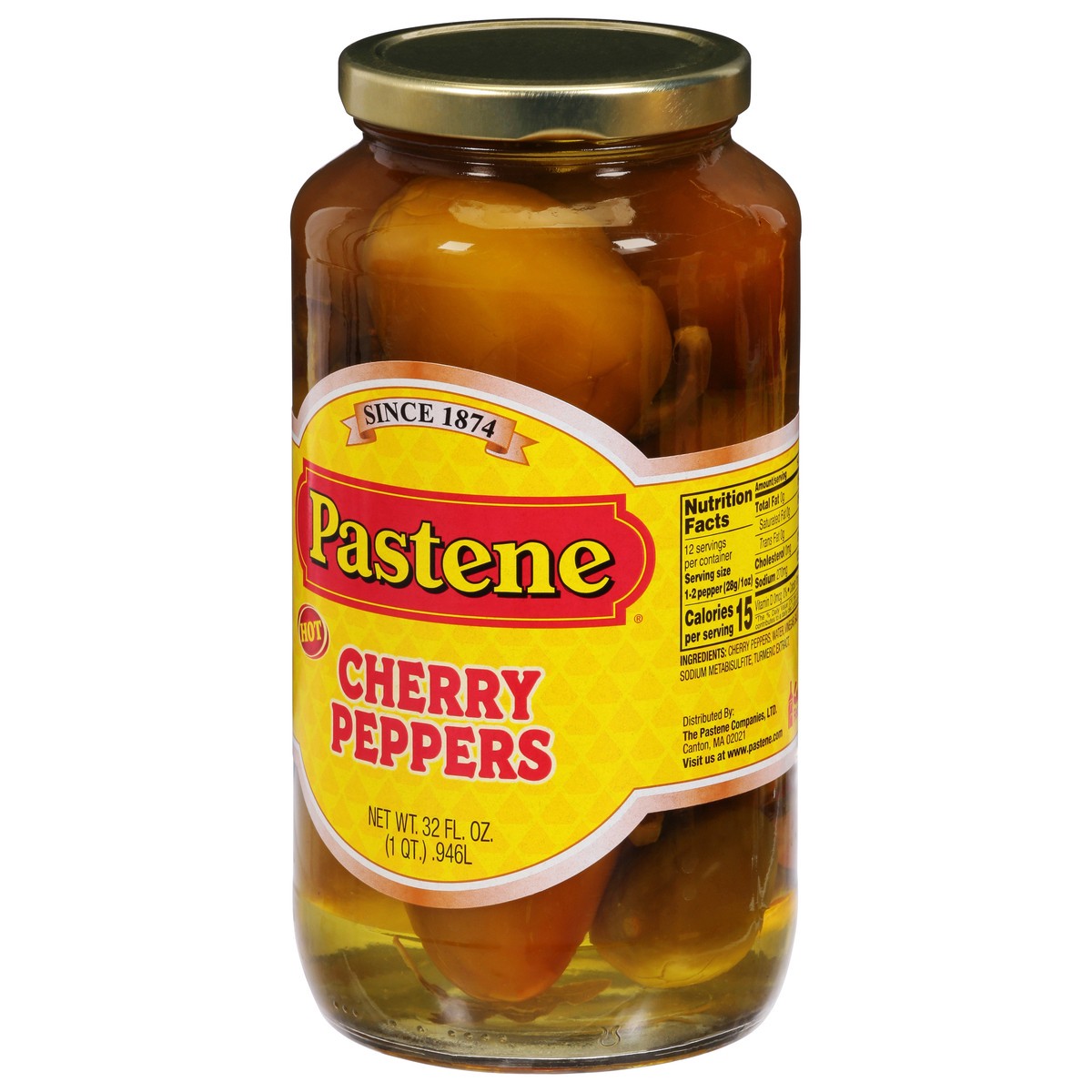 slide 5 of 9, Pastene Hot Cherry Peppers 32 fl oz, 32 oz