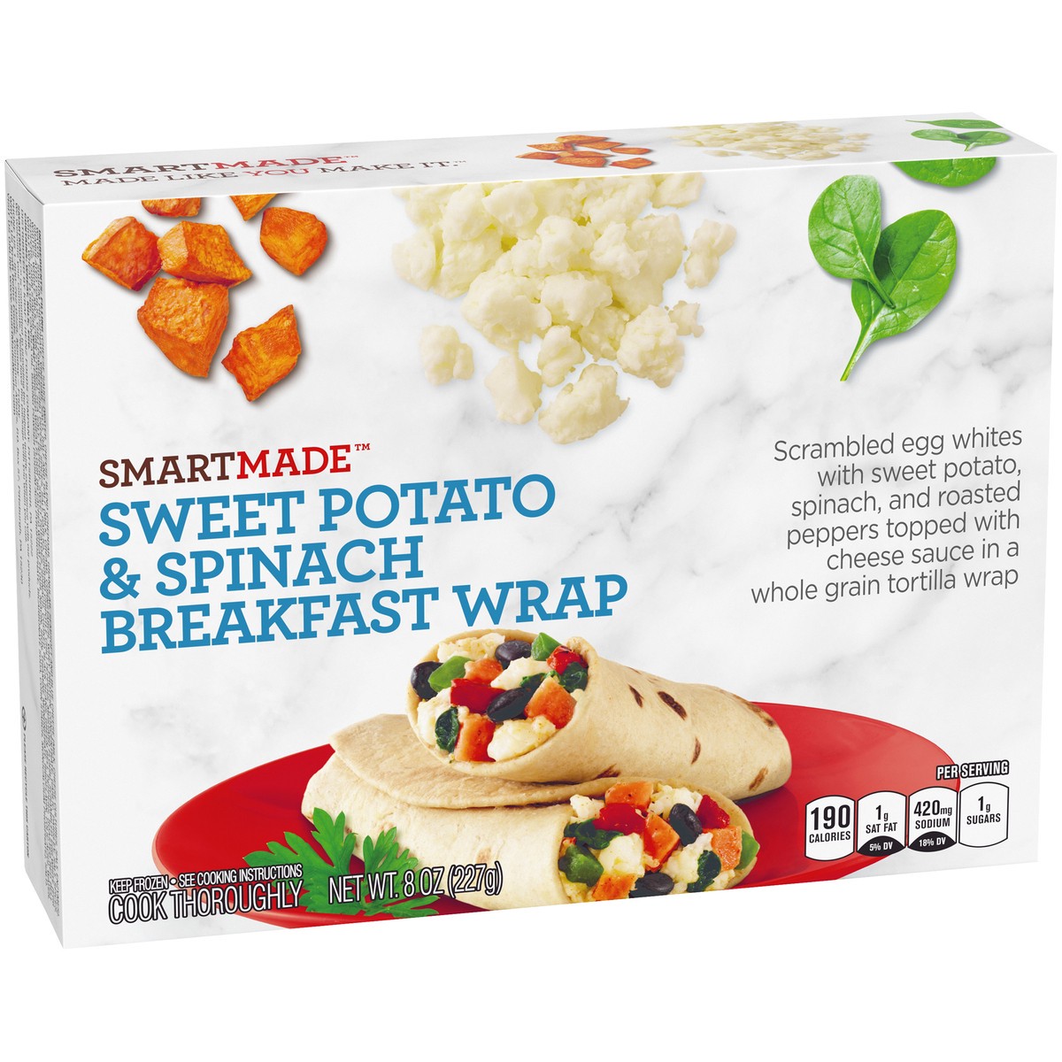 slide 12 of 14, Smart Made Sweet Potato & Spinach Breakfast Wrap, 8 oz Box, 8 oz