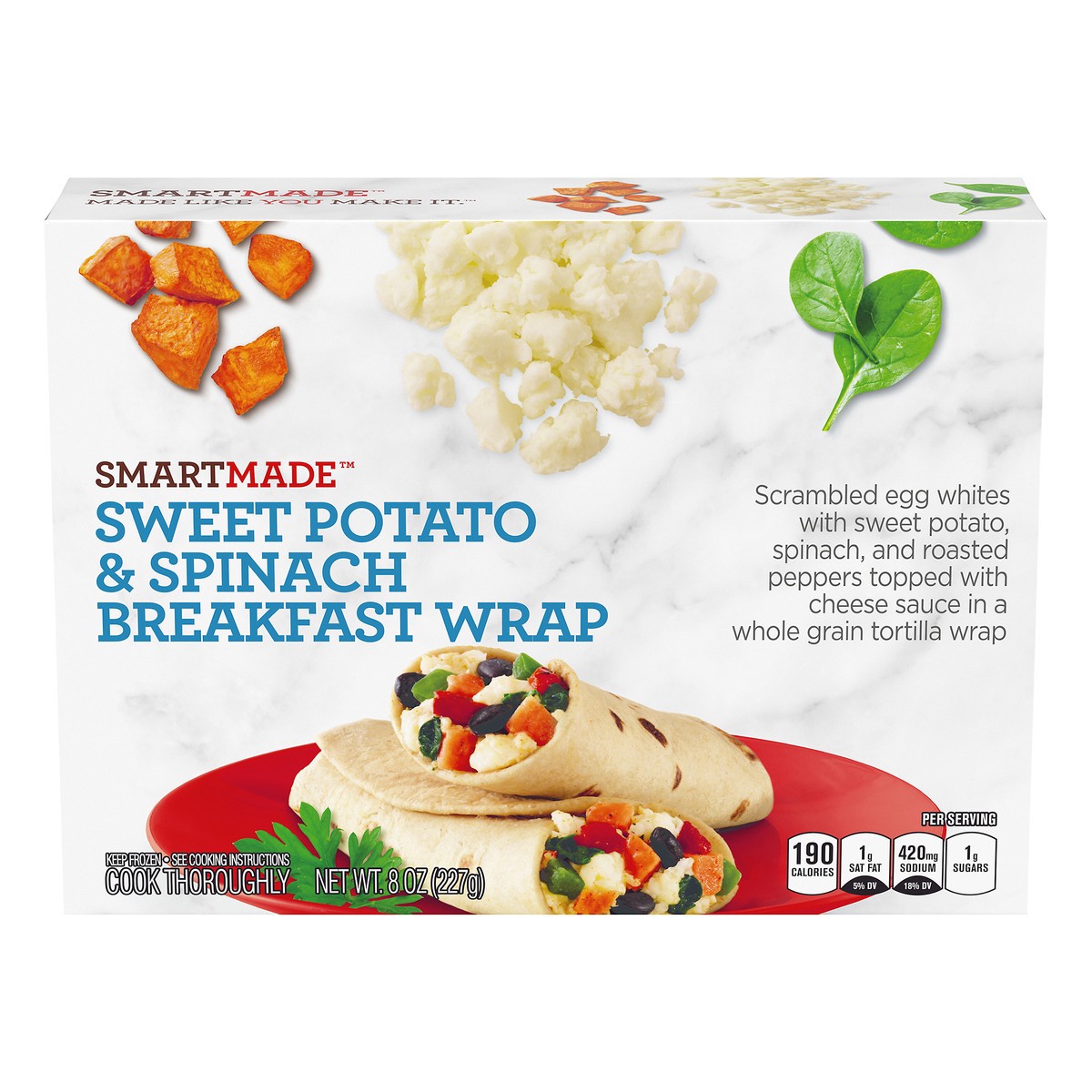 slide 11 of 14, Smart Made Sweet Potato & Spinach Breakfast Wrap, 8 oz Box, 8 oz