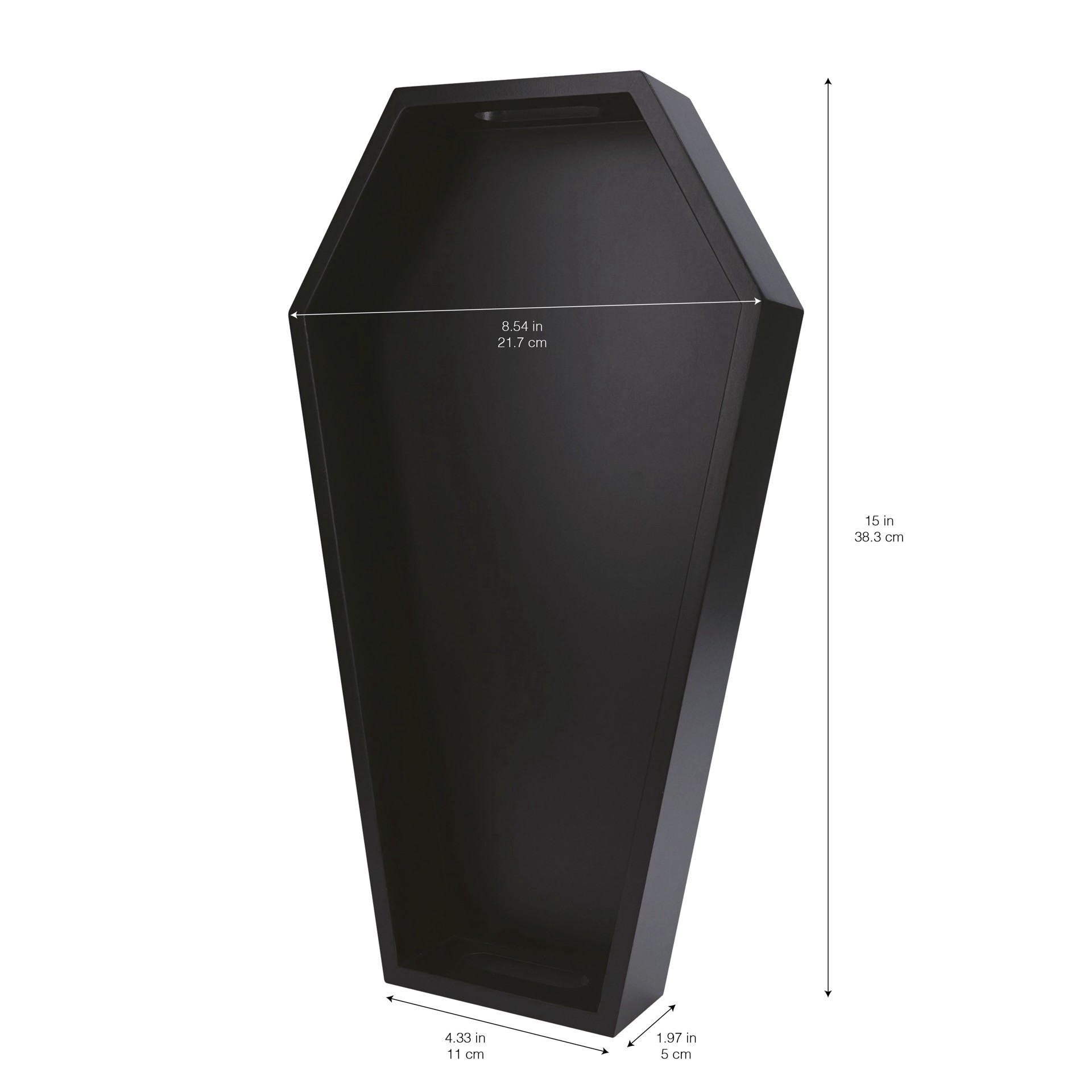 slide 2 of 3, 15" Black Coffin Serving Tray By Makery, 15 in x 8.5 in x 1.88 in