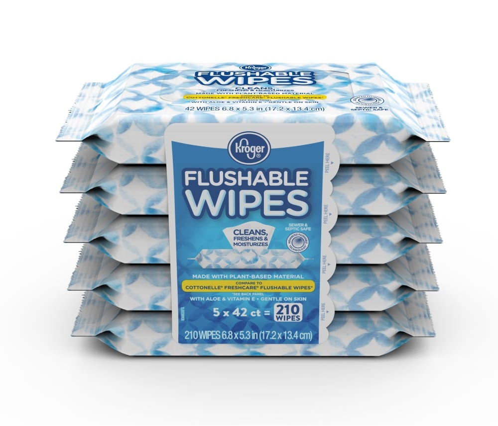 slide 1 of 1, Kroger Flushable Wipes, 210 ct