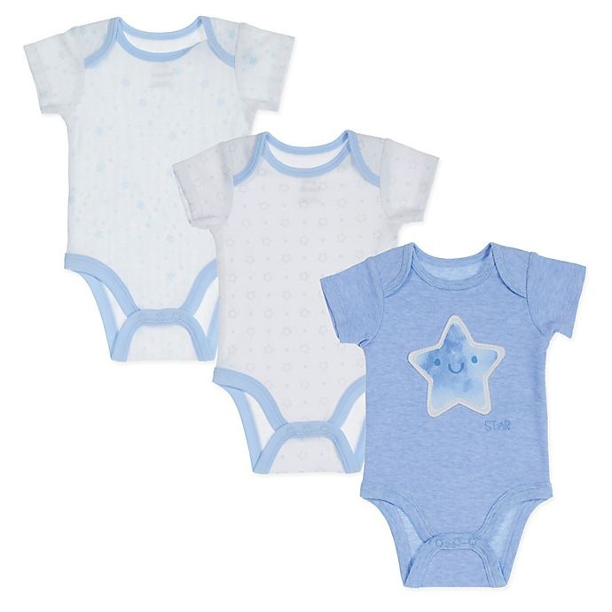 slide 1 of 1, Sterling Baby Preemie Star Bodysuits - Blue, 3 ct