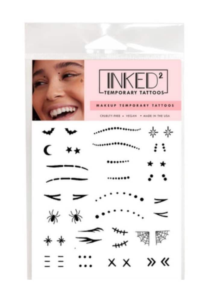 slide 1 of 1, INKED by Dani Frightful Face Temporary Tattoo Sheet, 1 ct