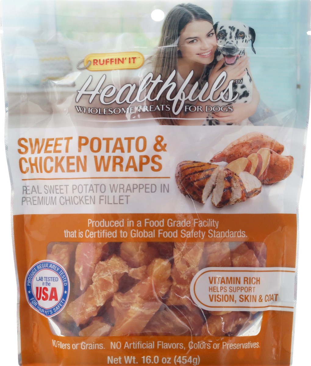 slide 1 of 9, Ruffin' It Healthfuls Wholesome Sweet Potato & Chicken Wraps Treats for Dogs 16 oz, 16 oz