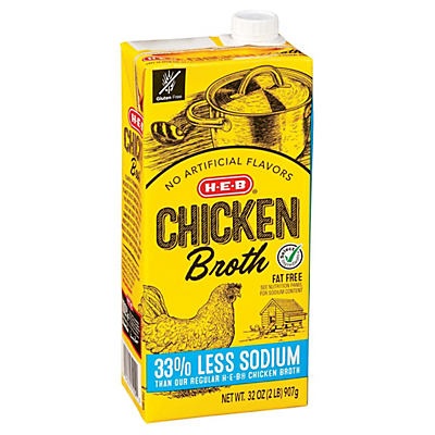 slide 1 of 1, H-E-B Select Ingredients Reduced Sodium Chicken Broth, 32 oz