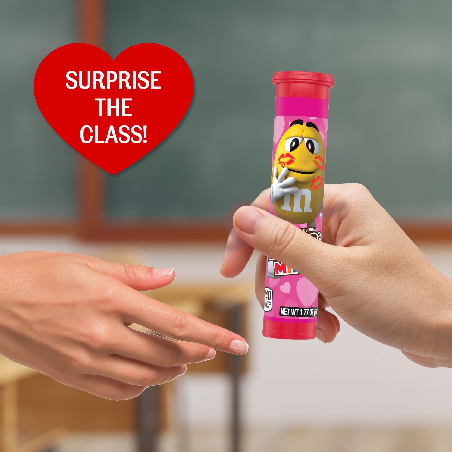 slide 6 of 8, M&M'S Valentines Day Milk Chocolate MINIS Size Valentine Candy, 1.77 oz Tube, 1.77 oz