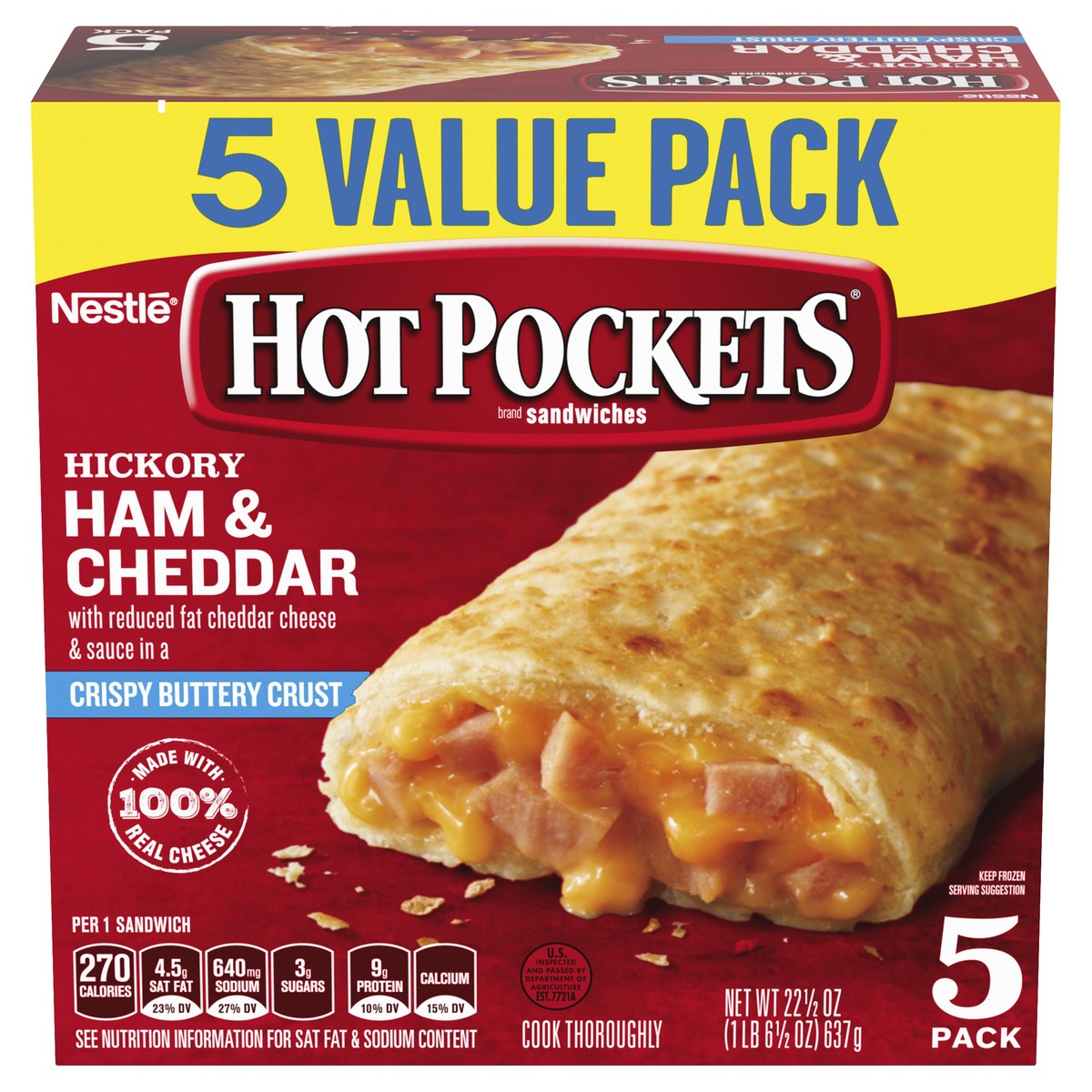 slide 1 of 9, Hot Pockets Frozen Sandwich, 5 ct