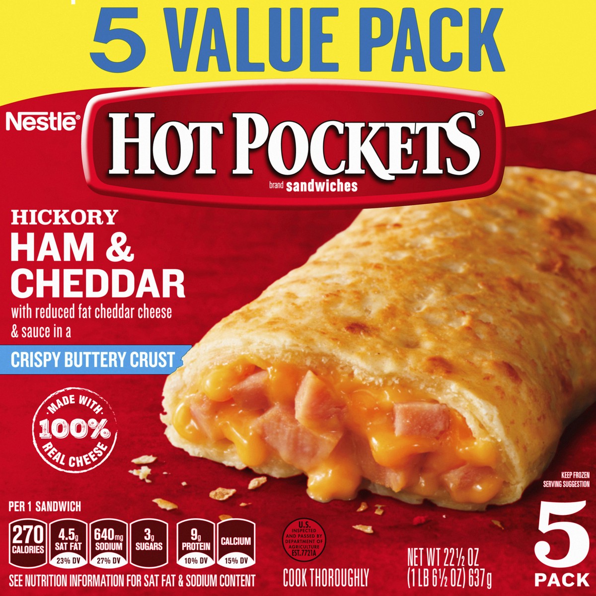 slide 6 of 9, Hot Pockets Frozen Sandwich, 5 ct
