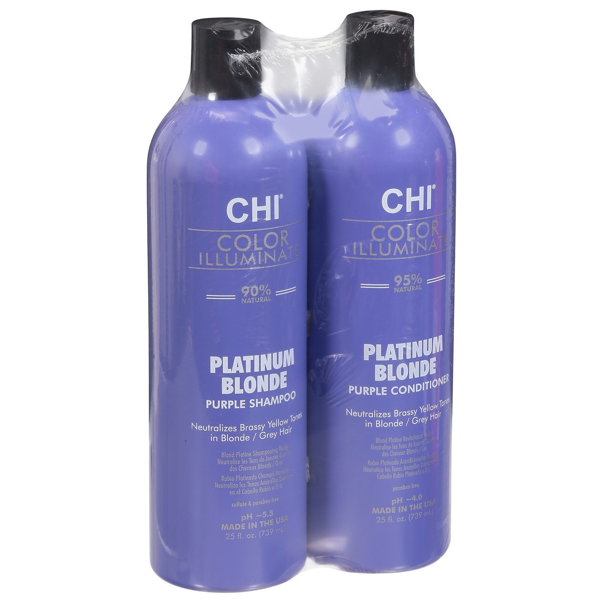 slide 3 of 9, CHI Color Illuminate Platinum Blonde Purple Shampoo & Conditioner Bottle 2 ea, 2 ct
