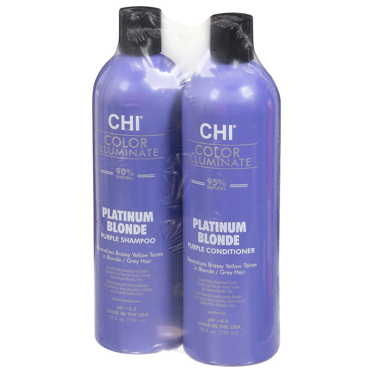 slide 8 of 9, CHI Color Illuminate Platinum Blonde Purple Shampoo & Conditioner Bottle 2 ea, 2 ct