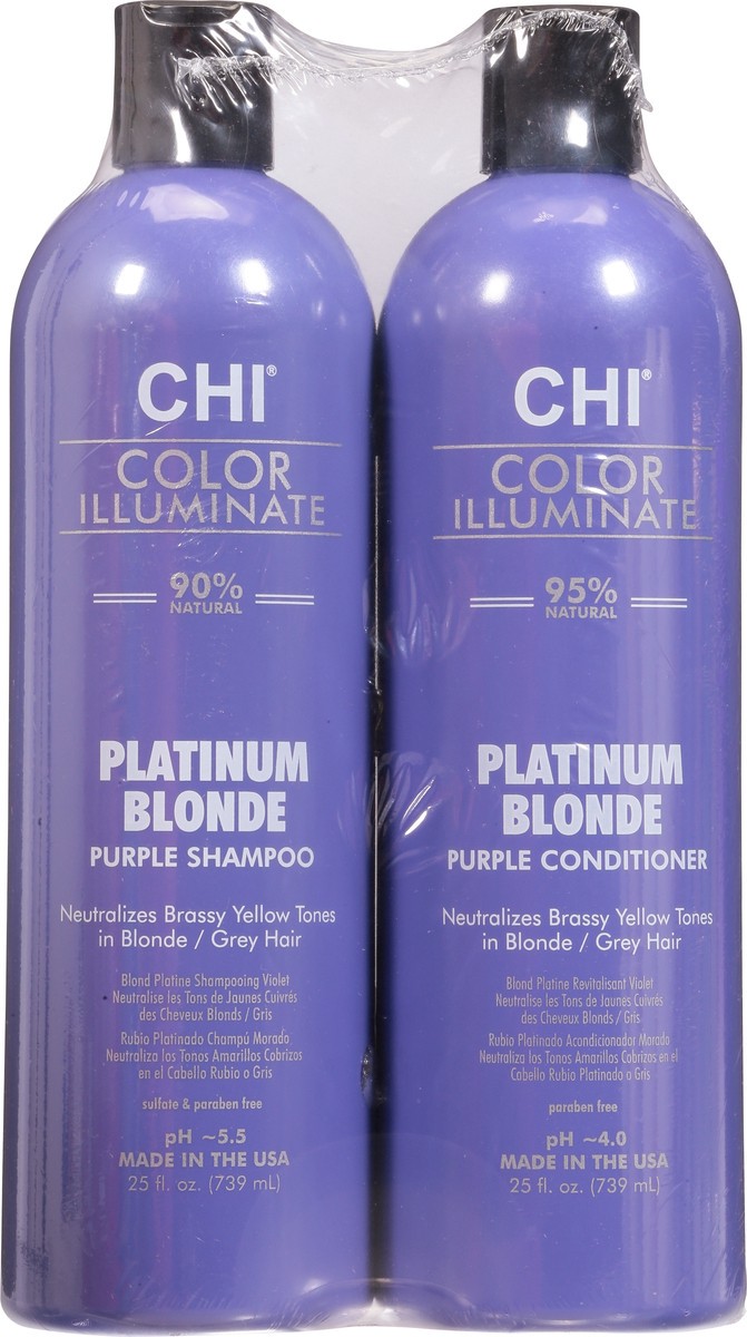slide 4 of 9, CHI Color Illuminate Platinum Blonde Purple Shampoo & Conditioner Bottle 2 ea, 2 ct