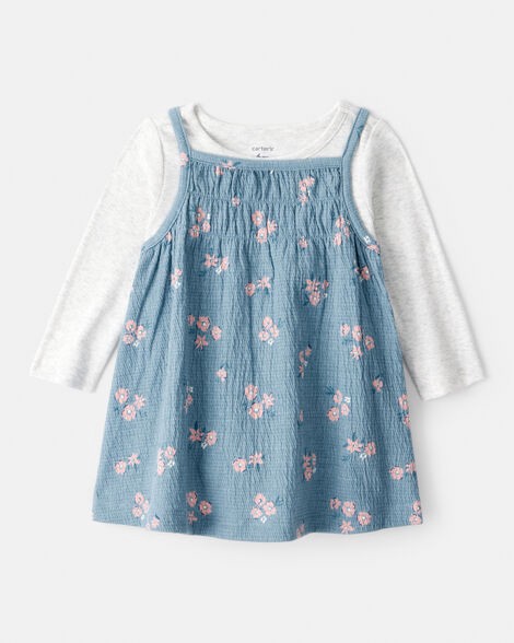 carters long sleeve dress Carter's baby girl cotton long-sleeve occasion dress 18M Red