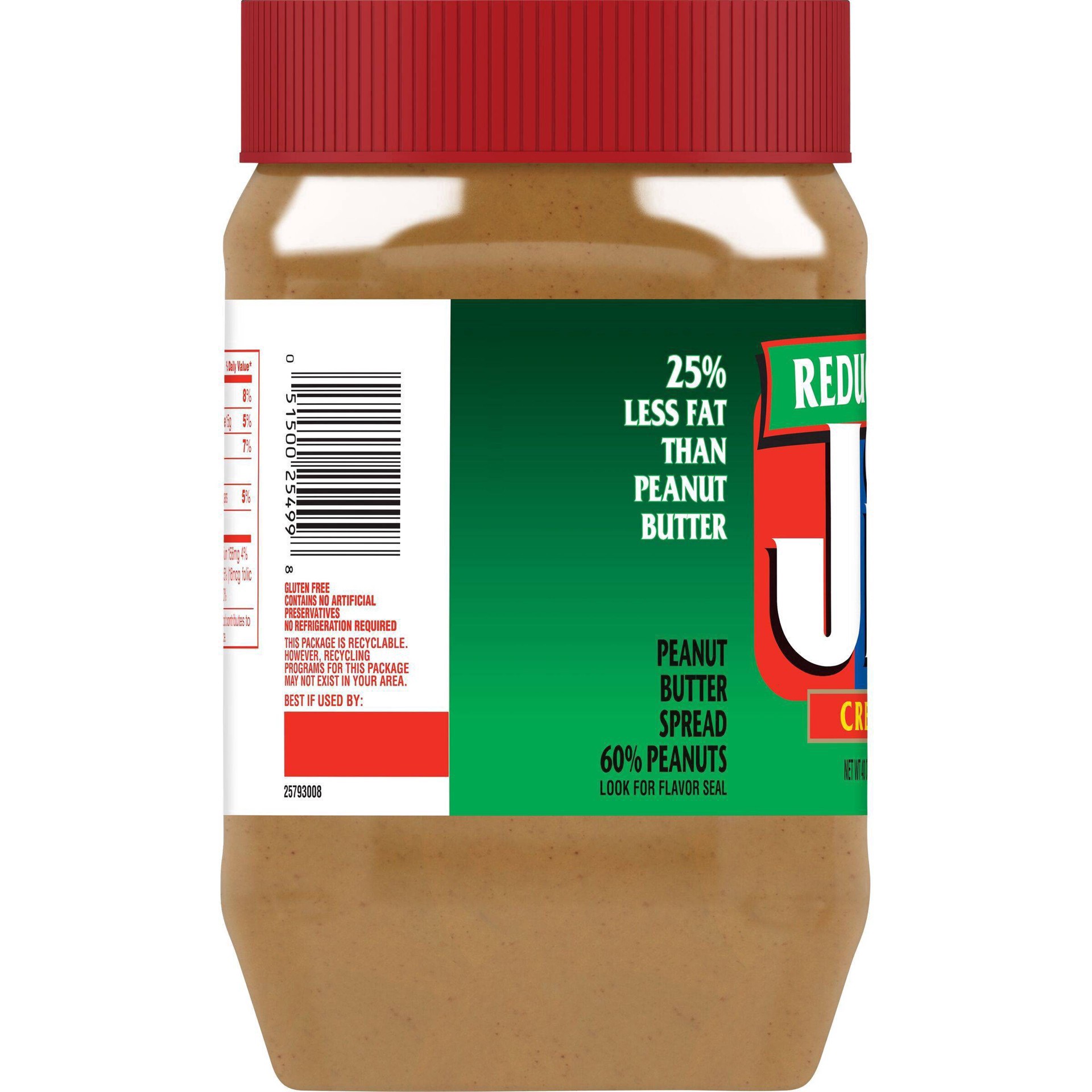 slide 2 of 16, Jif Reduced Fat Creamy Peanut Butter Spread - 60% Peanuts, 40 Ounces, 40 oz