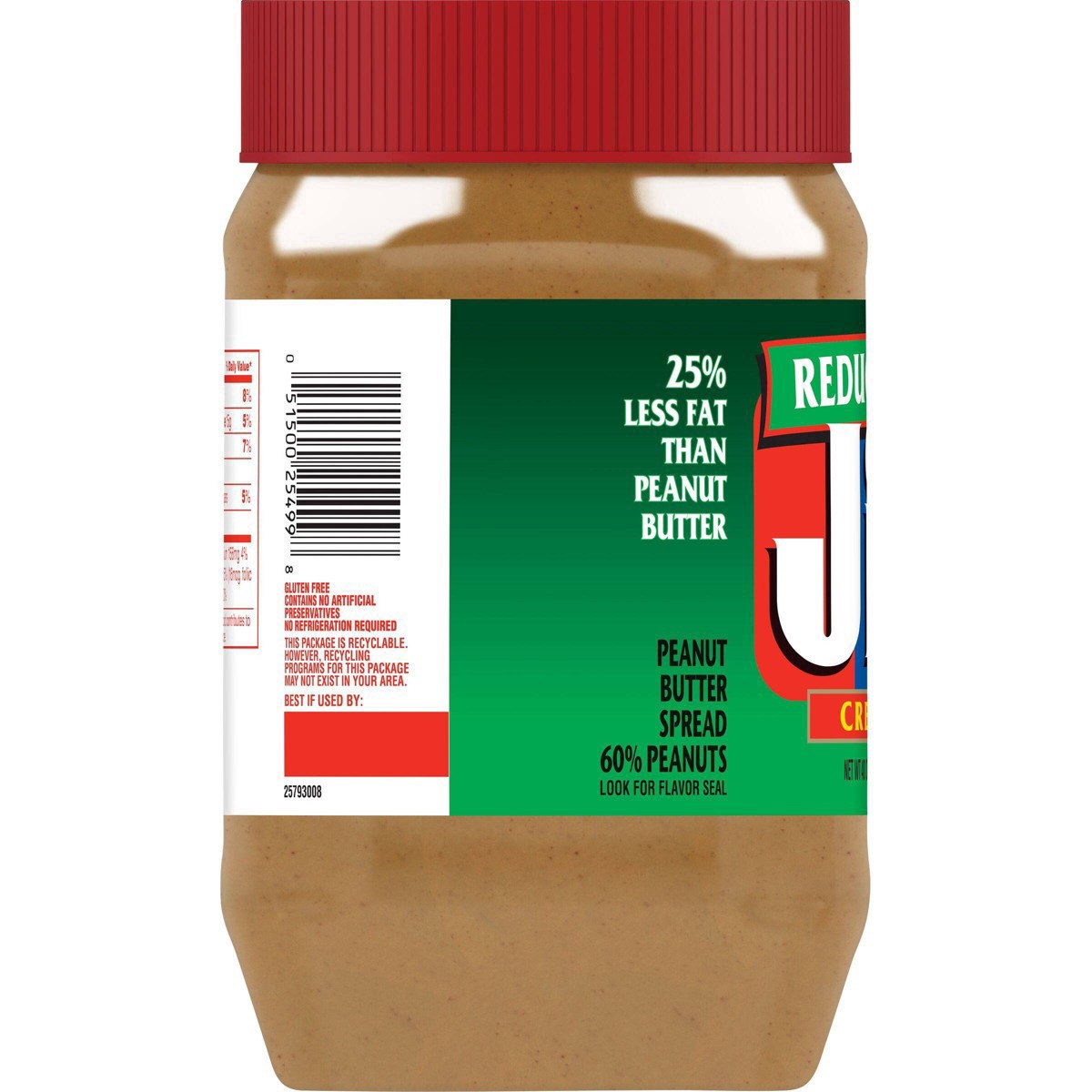 slide 11 of 16, Jif Reduced Fat Creamy Peanut Butter Spread - 60% Peanuts, 40 Ounces, 40 oz