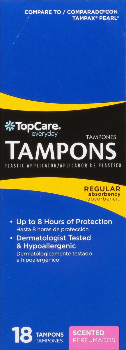 slide 7 of 9, TopCare Everyday Regular Absorbency Plastic Scented Tampons 18 ea, 18 ct