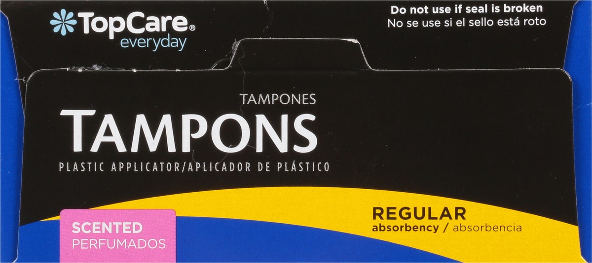 slide 9 of 9, TopCare Everyday Regular Absorbency Plastic Scented Tampons 18 ea, 18 ct