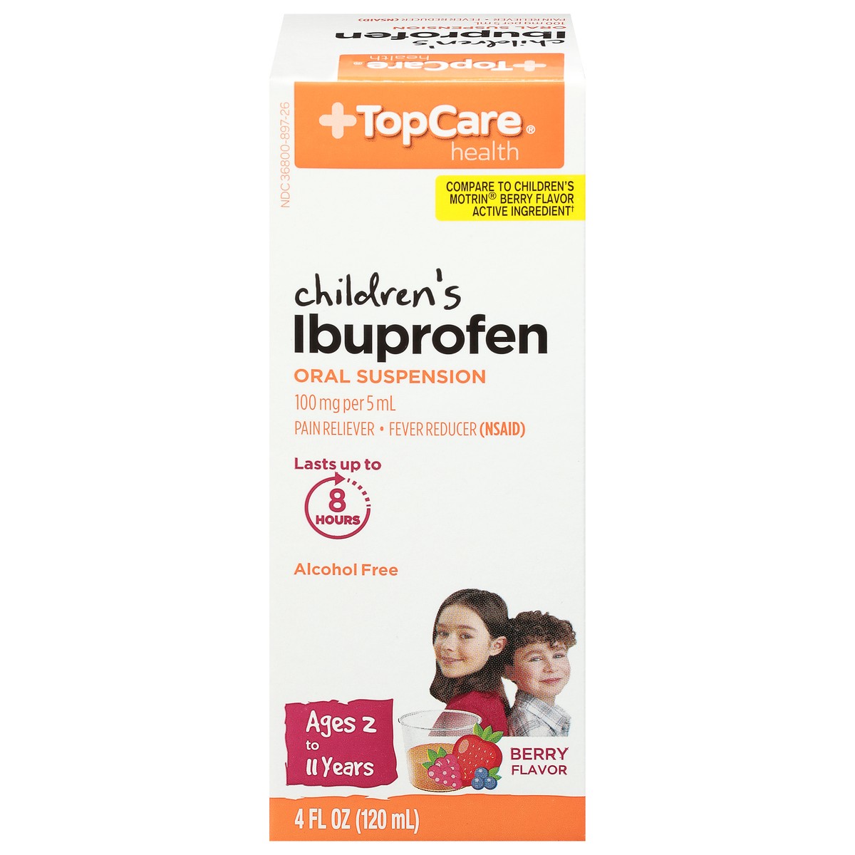 slide 1 of 9, TopCare Childrens Ibuprofen Suspen, 4 oz