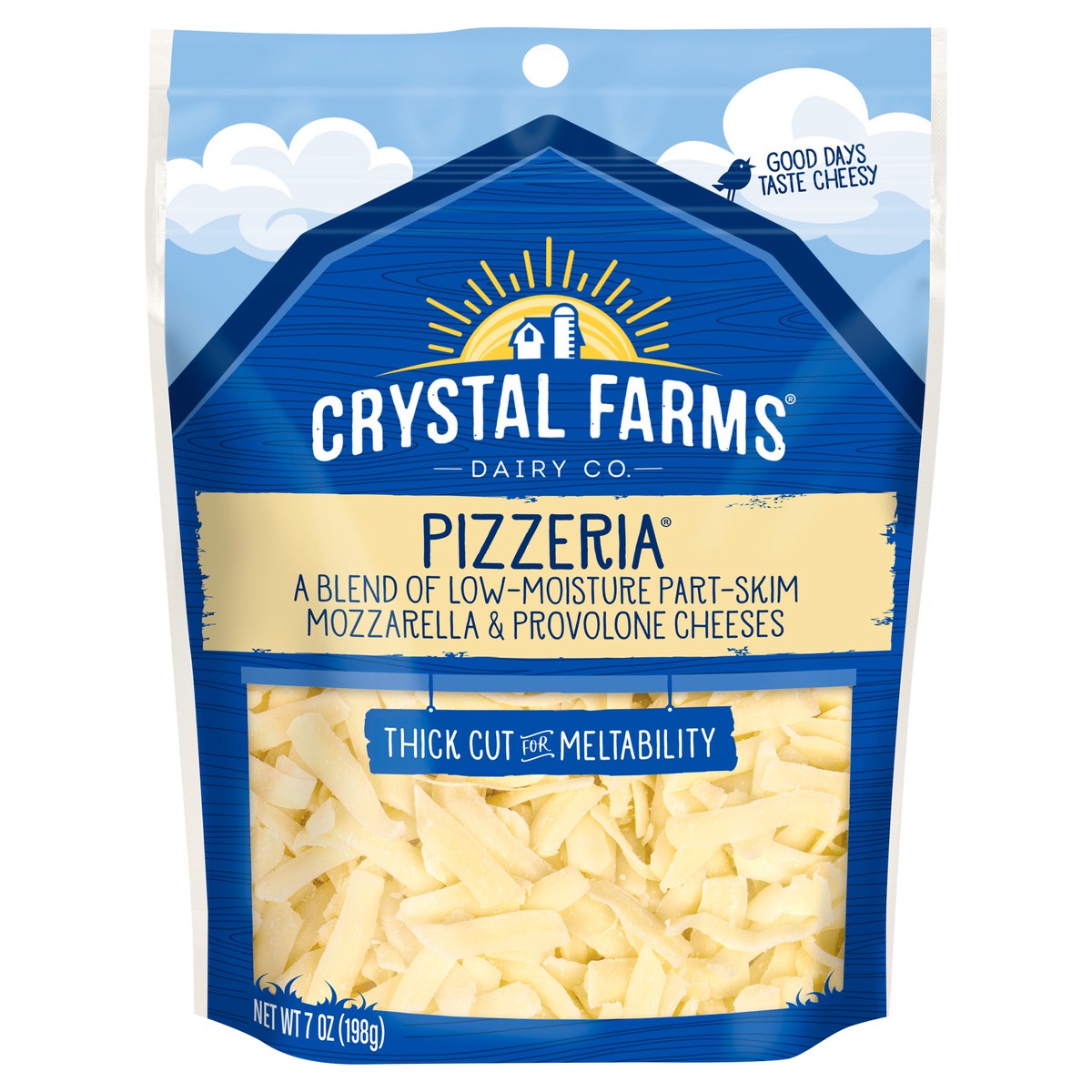 slide 2 of 4, Crystal Farms Cheeses, Part-Skim, Pizzeria, Low-Moisture, 7 oz
