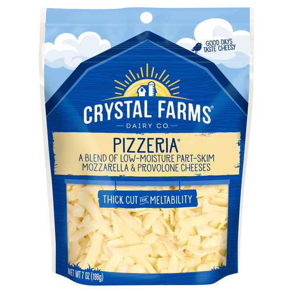slide 1 of 1, Crystal Farms Thick Cut Shredded Pizzeria Blend Cheese, 7 oz