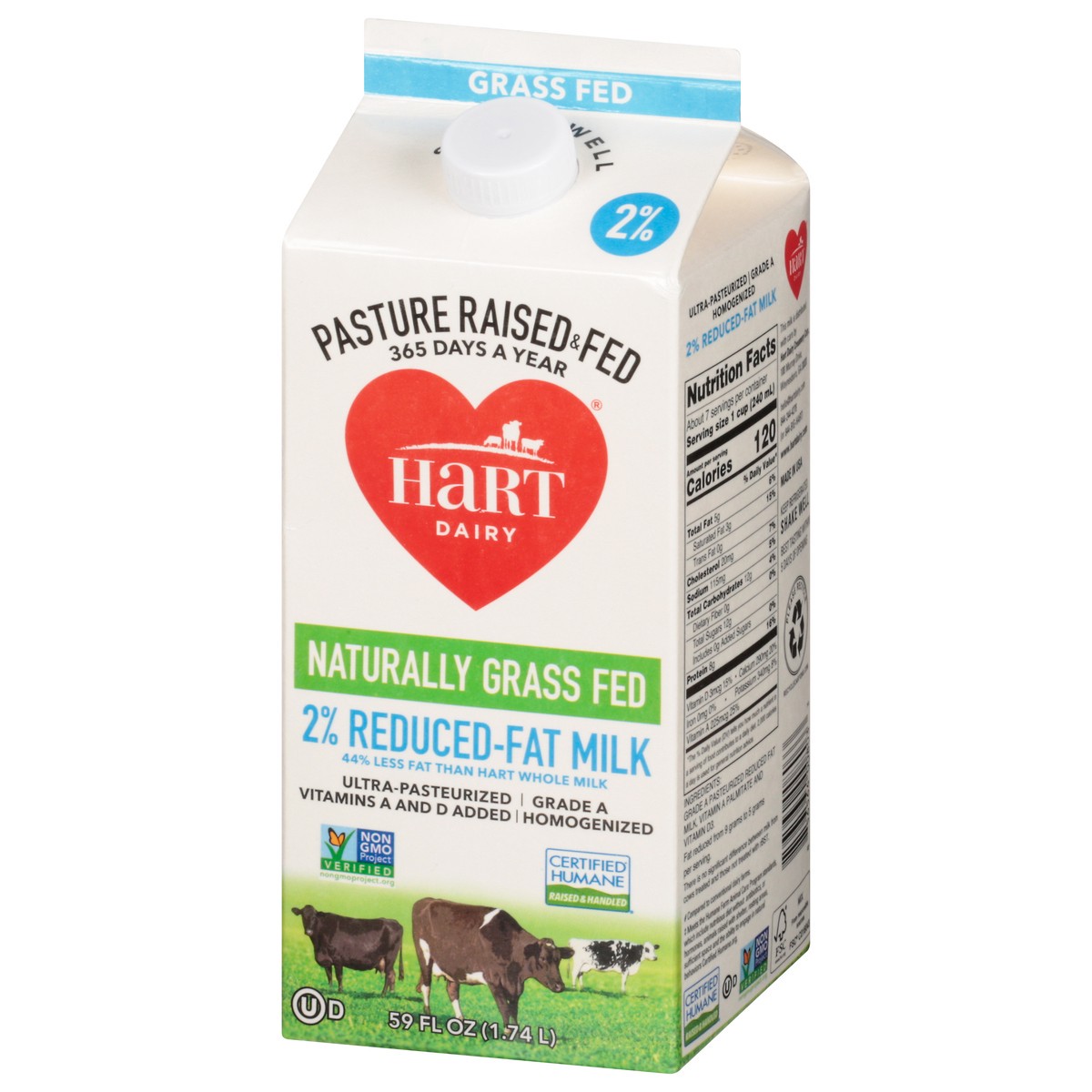 slide 8 of 14, Hart Dairy Naturally Grass Fed 2% Reduced-Fat Milk 59 fl oz, 59 fl oz