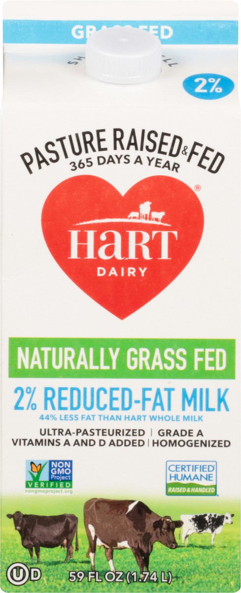 slide 2 of 14, Hart Dairy Naturally Grass Fed 2% Reduced-Fat Milk 59 fl oz, 59 fl oz