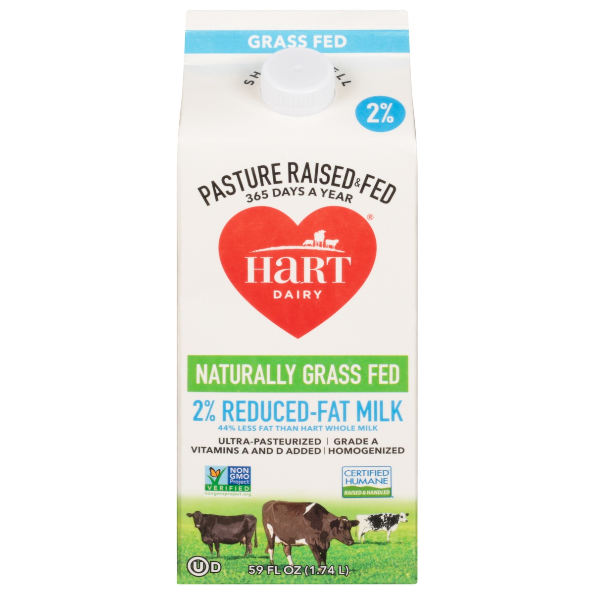 Hart Dairy Naturally Grass Fed 2 ReducedFat Milk 59 fl oz 59 fl oz